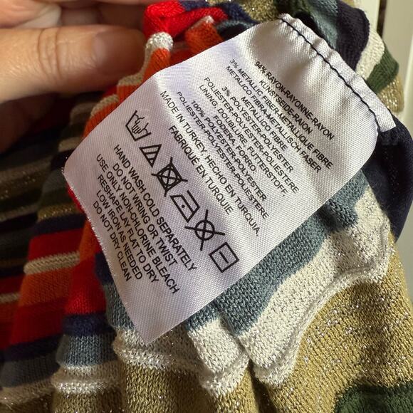 Free People Womens Dress Sz S Rainbow Dragon Metallic Striped Mini Sweater - Picture 10 of 10